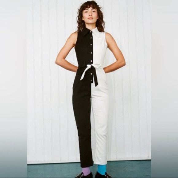 Fashion Brand Company Pants - Fashion Brand Company Black and White Director Jumpsuit